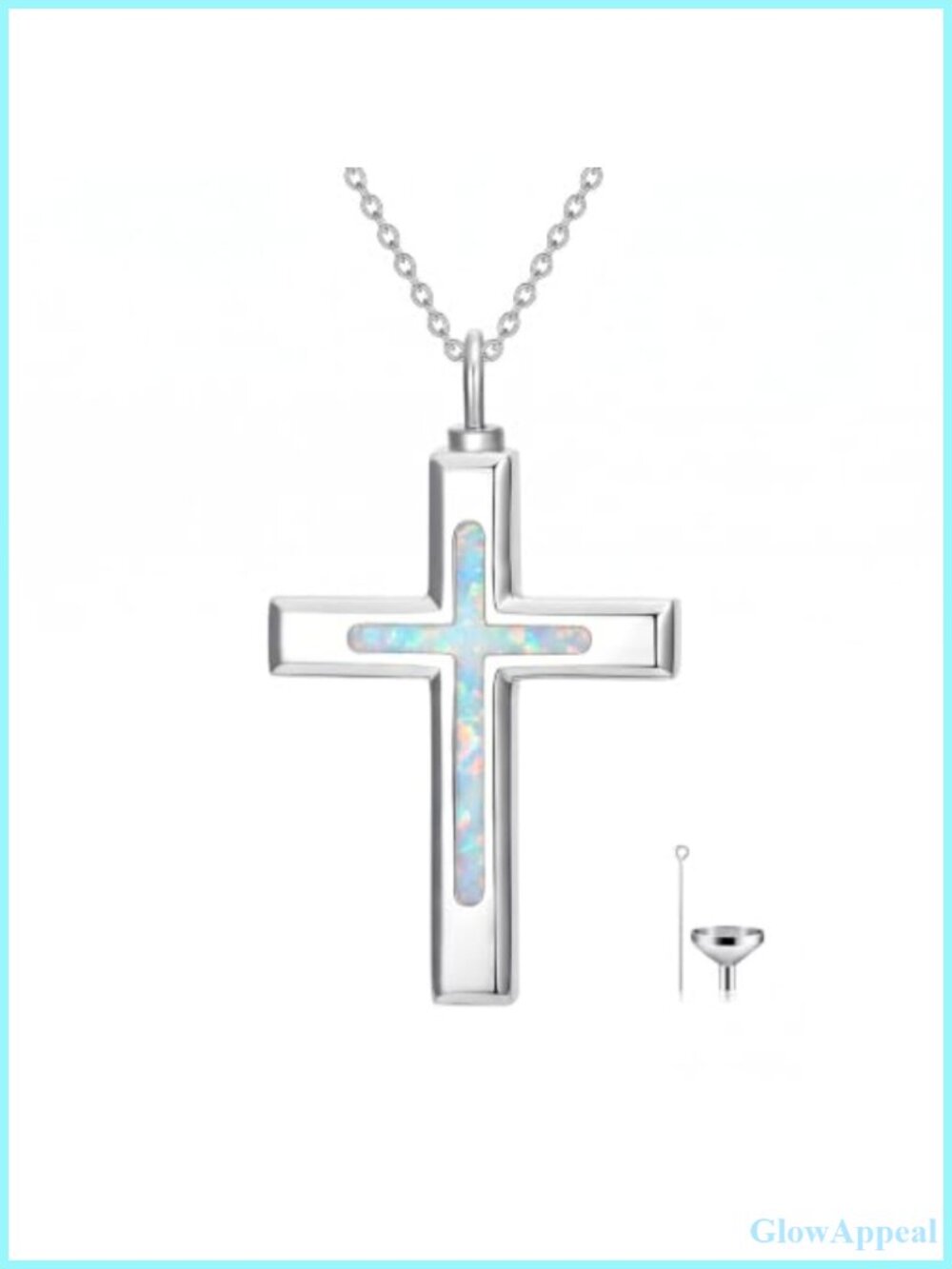Opal Cross Urn Necklace for Ashes Keepsake Pendant Cremation Jewelry